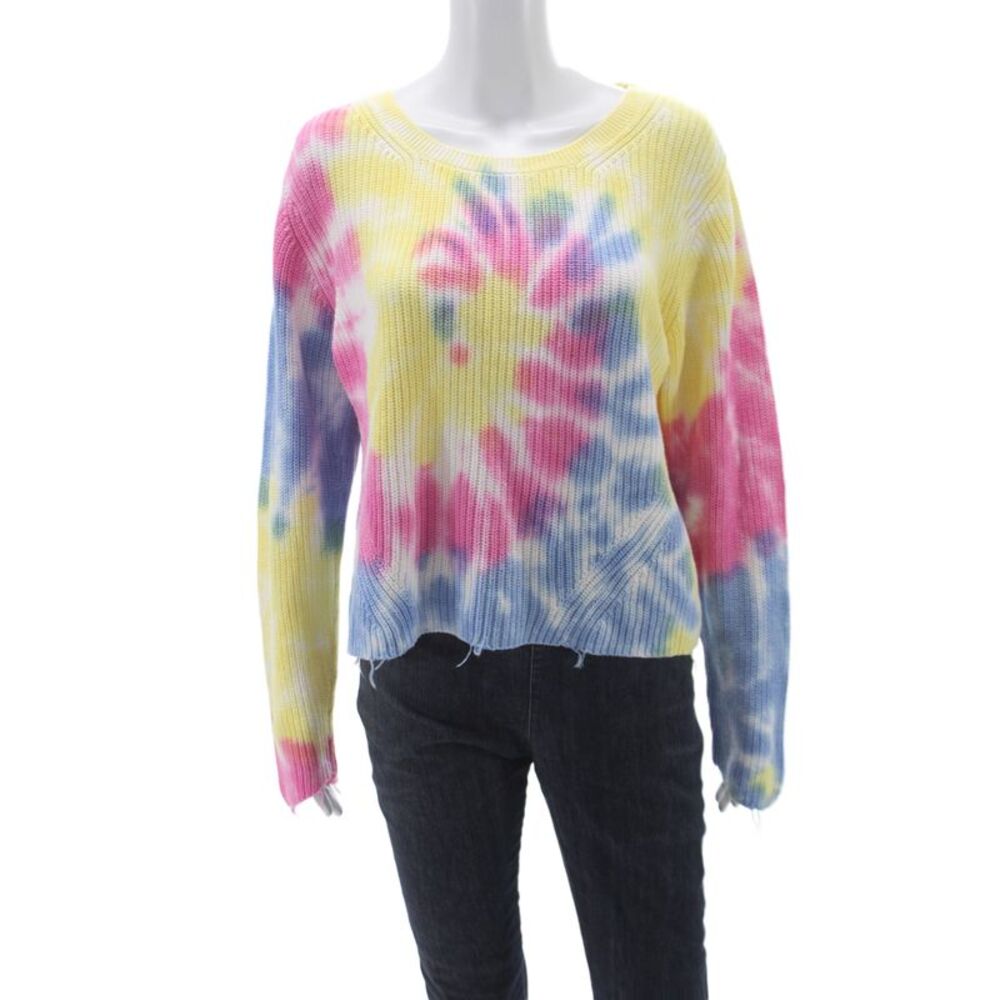 Raffi Womens Tie Dye Pullover Sweater Scoop Neck Long Sleeve Multicolor Size L